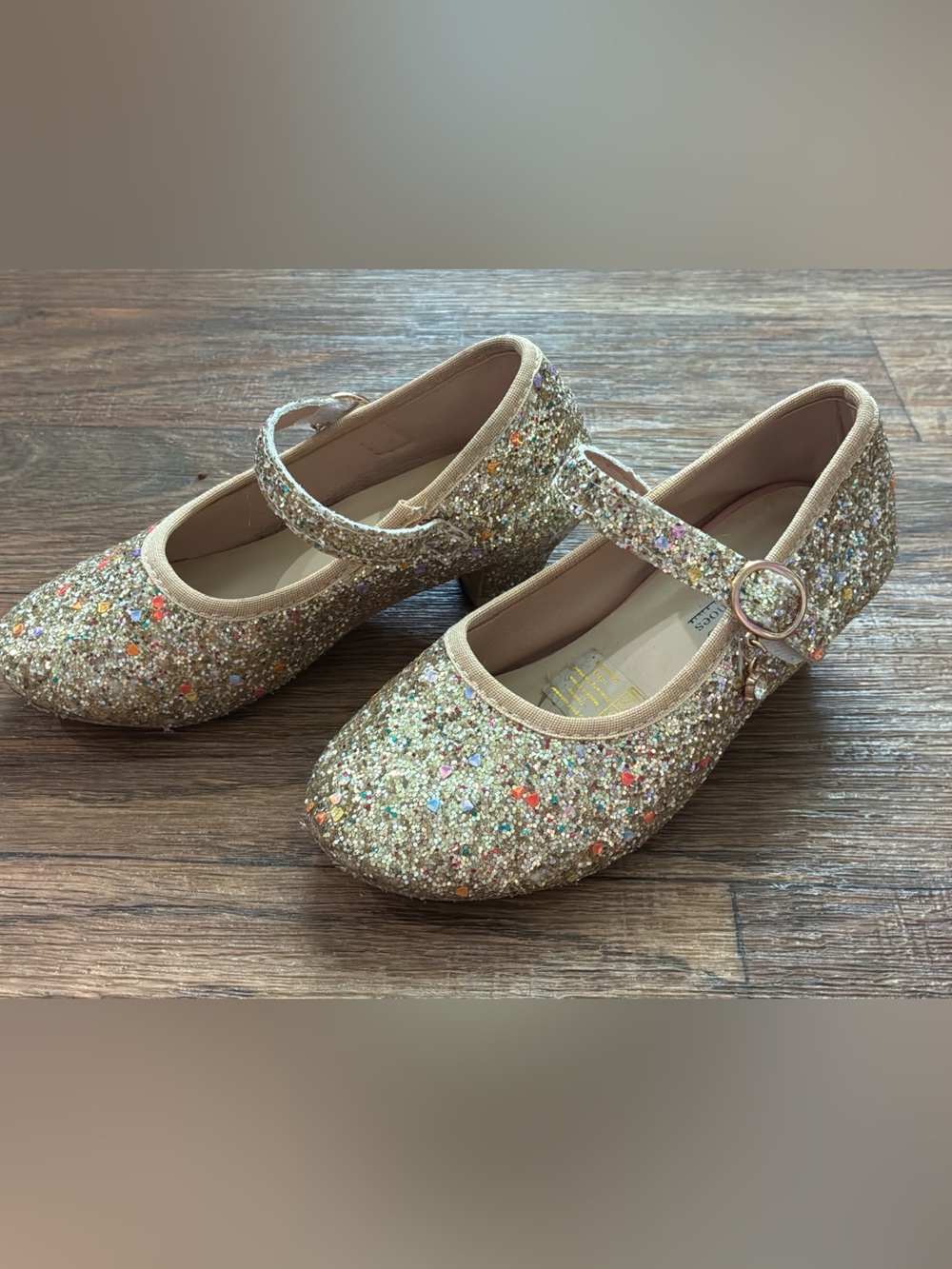 Girls' Glitter Mary Jane Heels in Gold